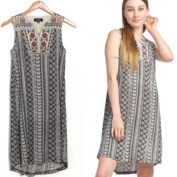 Papillon Blanc Dresses & Skirts - Papillon Dress Black & White Embroidered Sleeveless Womens XL Extra Large Boho